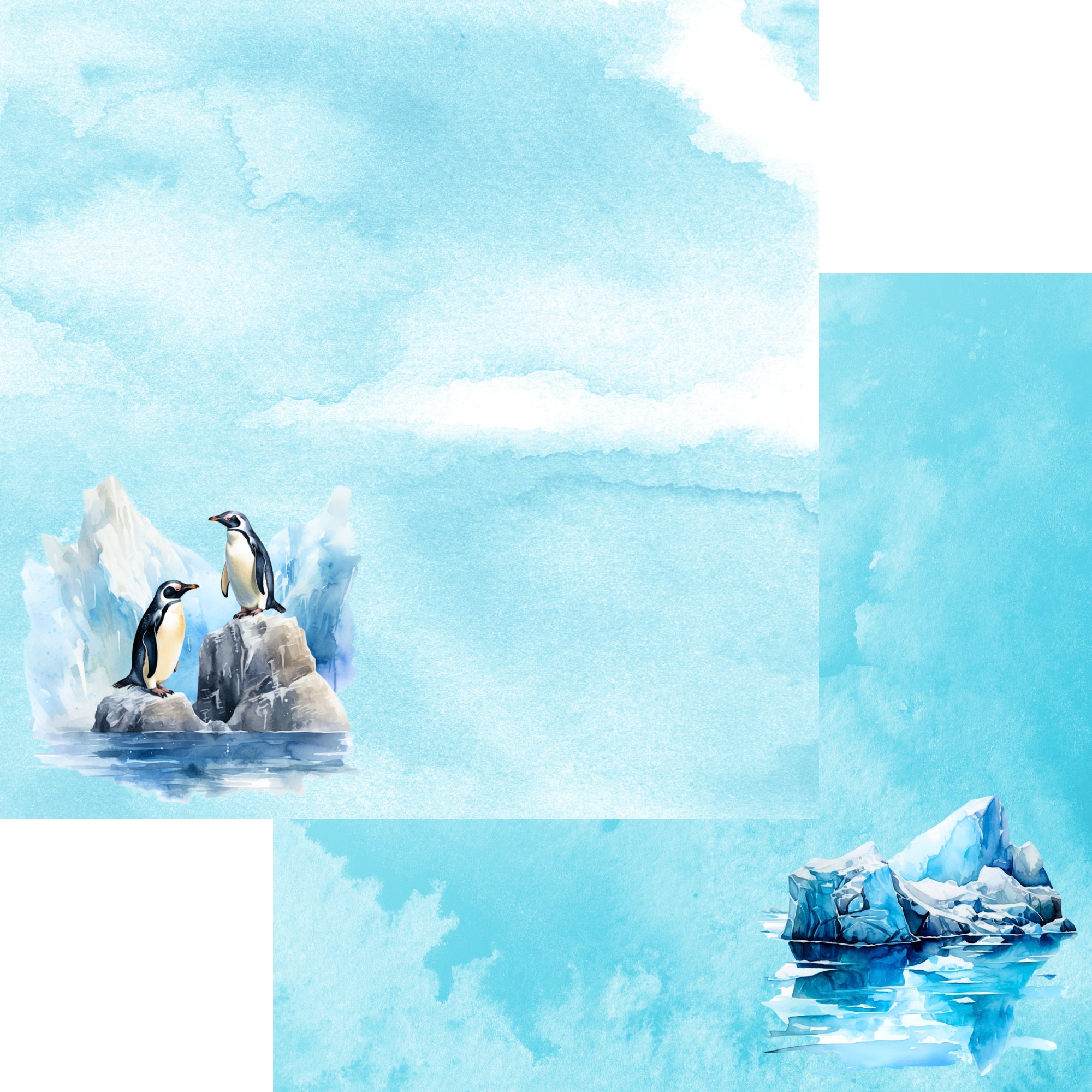 Watercolor Wildlife Collection Penguin 12 x 12 Double-Sided Scrapbook Paper by SSC Designs