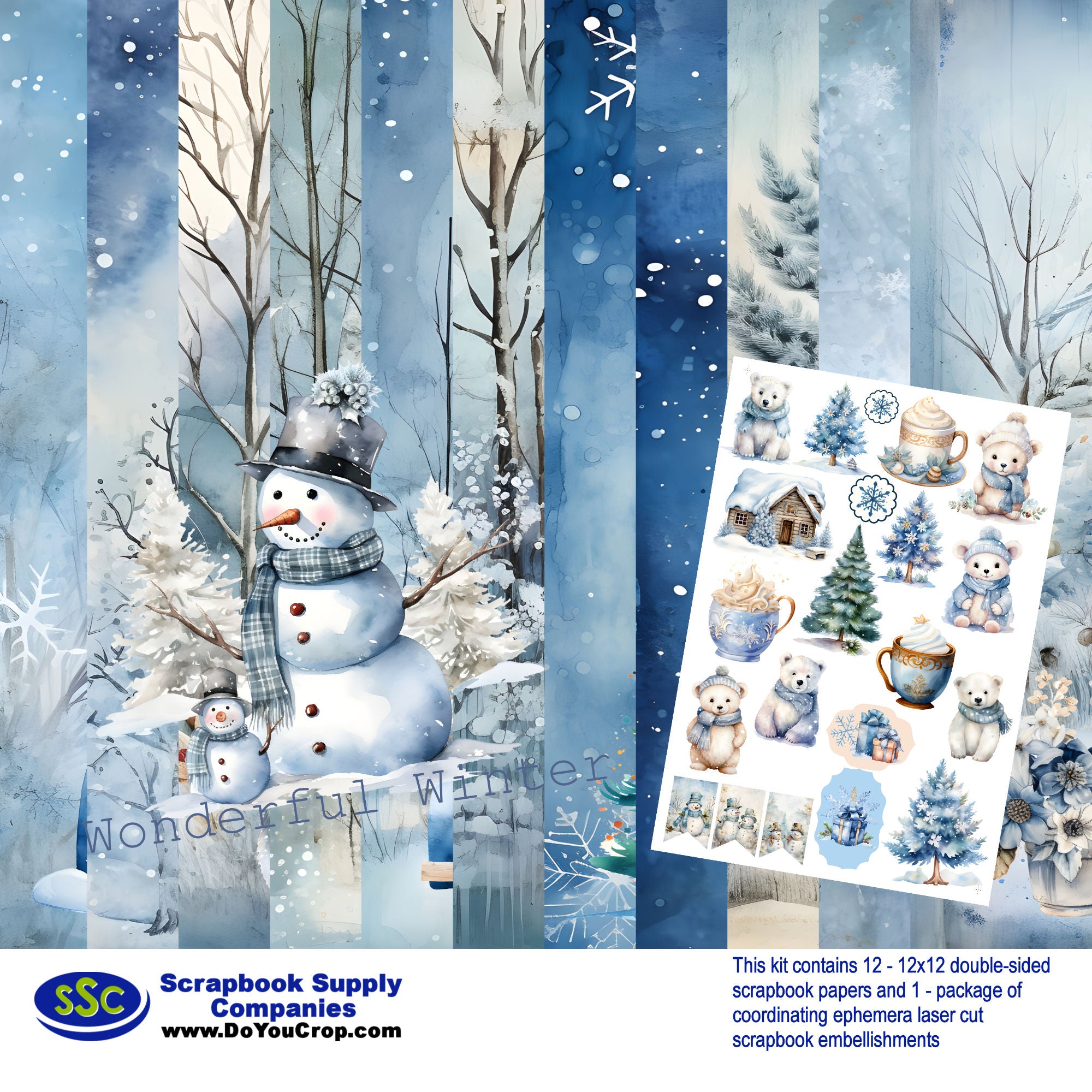 Wonderful Winter 12 x 12 Scrapbook Paper & Embellishment Kit by SSC Designs