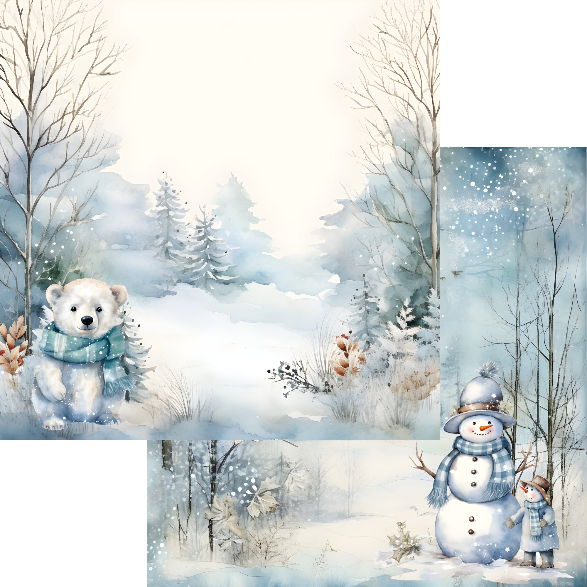 Winter Snowman Patterned Paper Aesthetic Scrapbook Paper - Temu