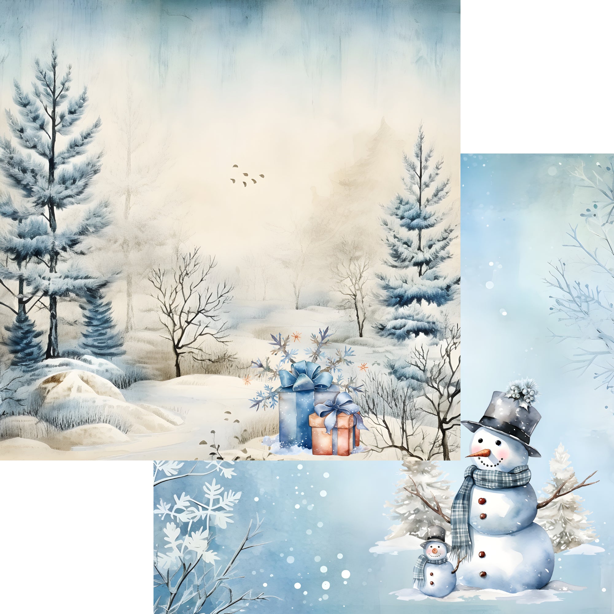 Blue Ice - Snow Day Scrapbook Paper – Country Croppers