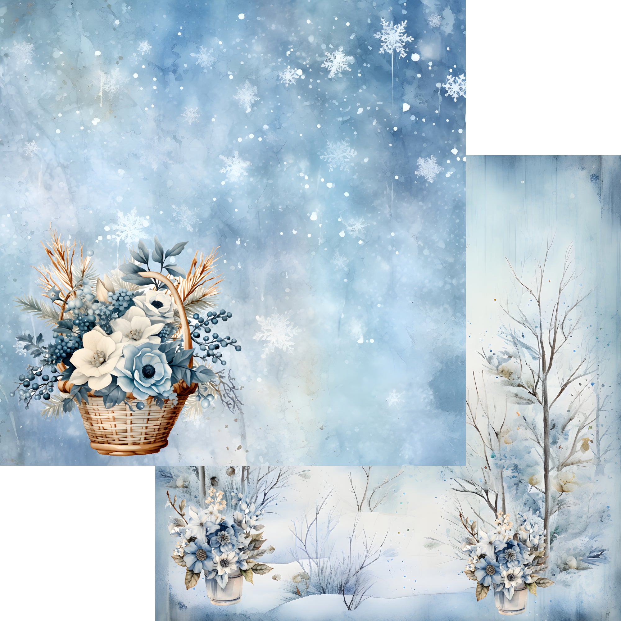 Wonderful Winter Collection Winter Landscape 12 x 12 Double-Sided Scrapbook Paper by SSC Designs