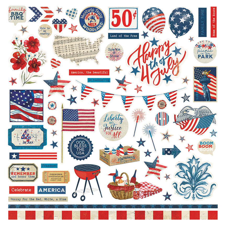 With Liberty Collection 12 x 12 Scrapbook Sticker Sheet by Photo Play Paper