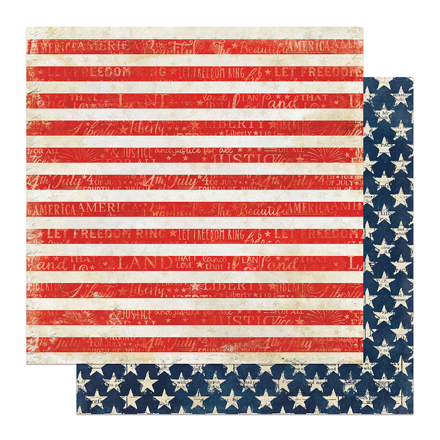 With Liberty Collection Stars & Stripes 12 x 12 Double-Sided Scrapbook Paper by Photo Play Paper