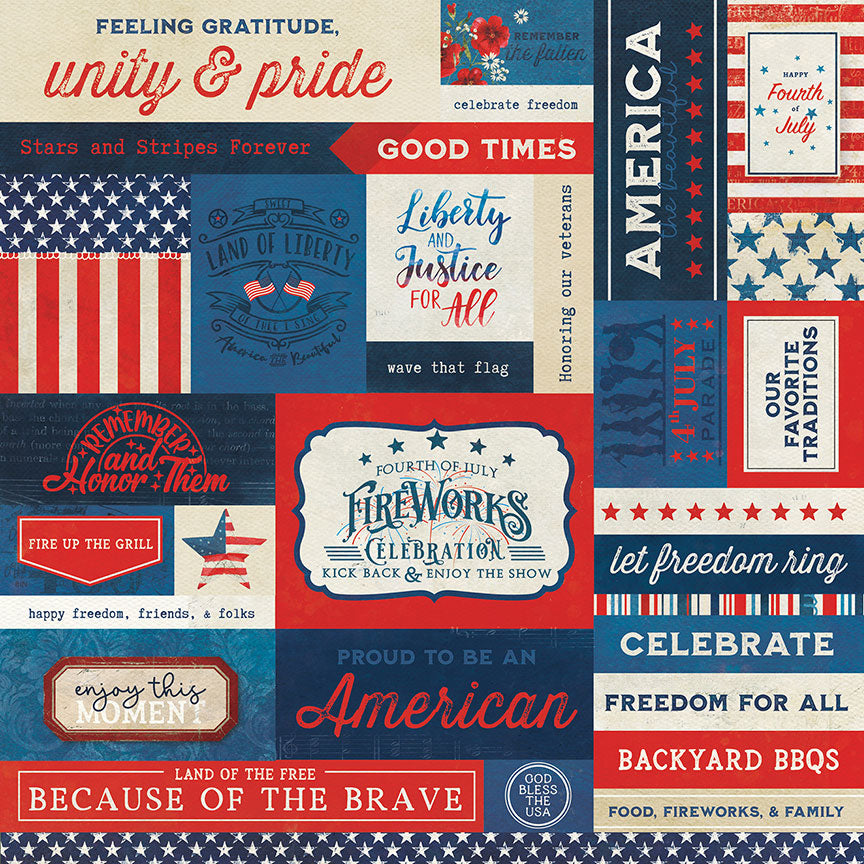 With Liberty Collection Celebration 12 x 12 Double-Sided Scrapbook Paper by Photo Play Paper