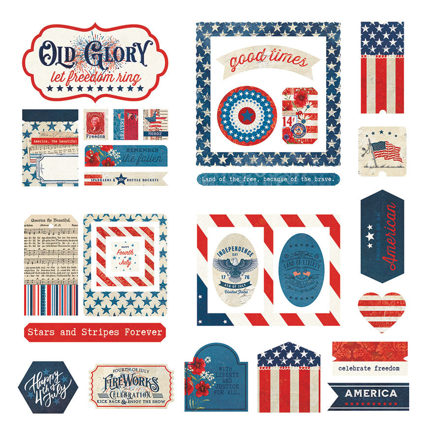 With Liberty Collection Scrapbook Ephemera Die Cut Embellishments by Photo Play Paper