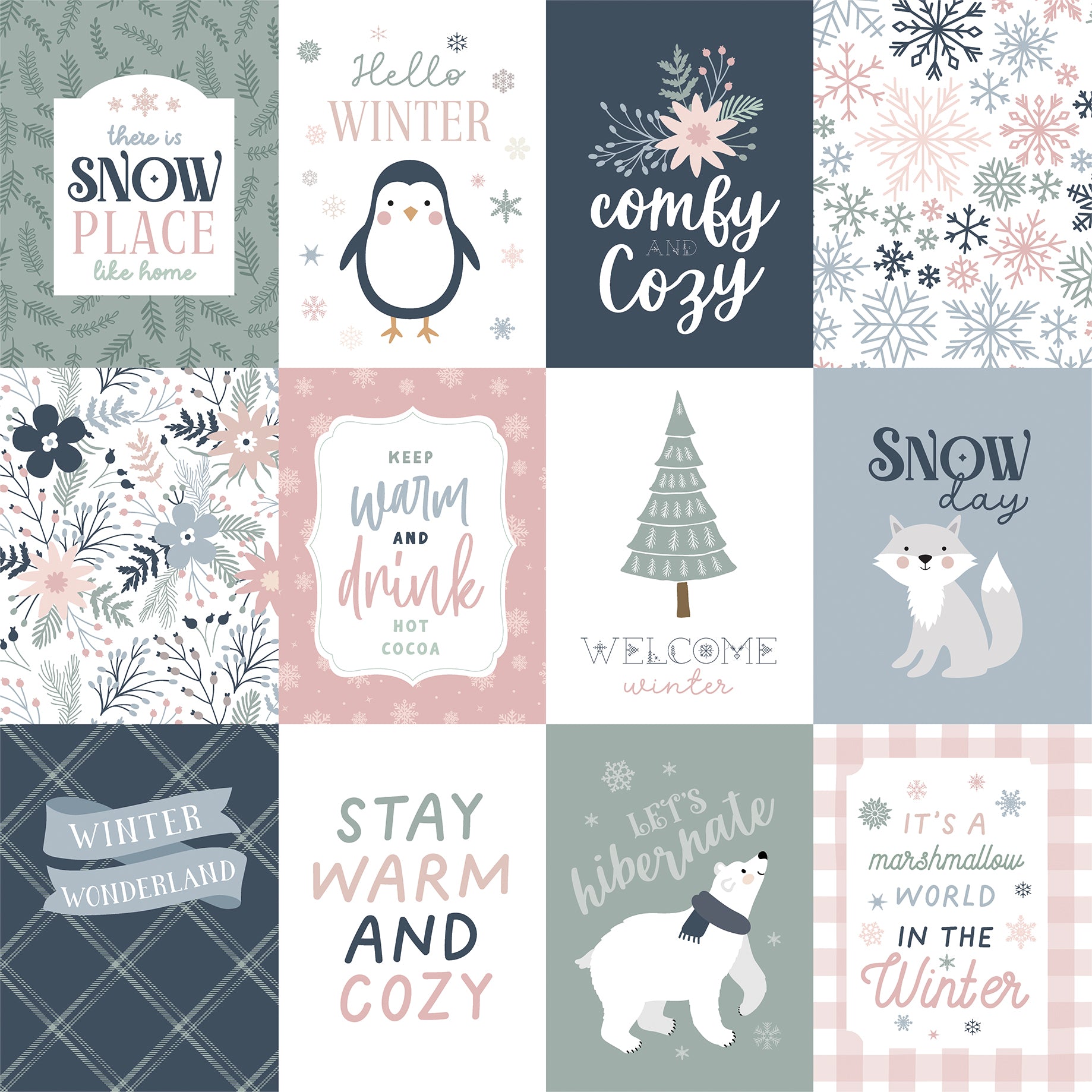 Winterland Collection 3x4 Journaling Cards 12 x 12 Double-Sided Scrapbook Paper by Echo Park Paper