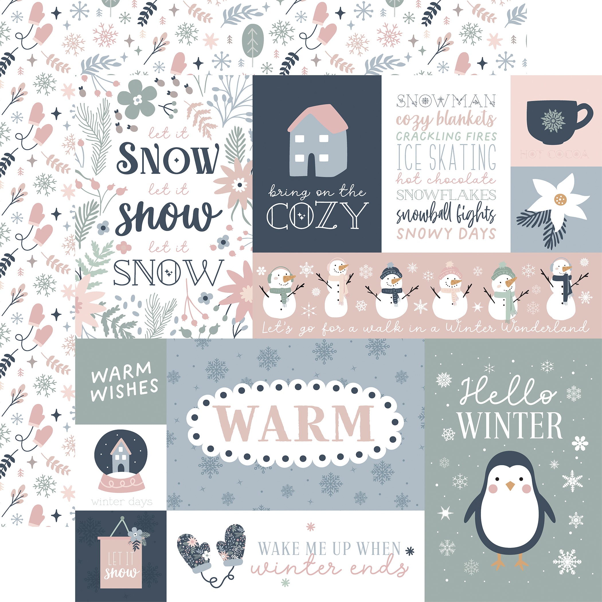 Winter Collection 3 x 4 Journaling Cards 12 x 12 Double-Sided Scrapbook  Paper by Echo Park Paper
