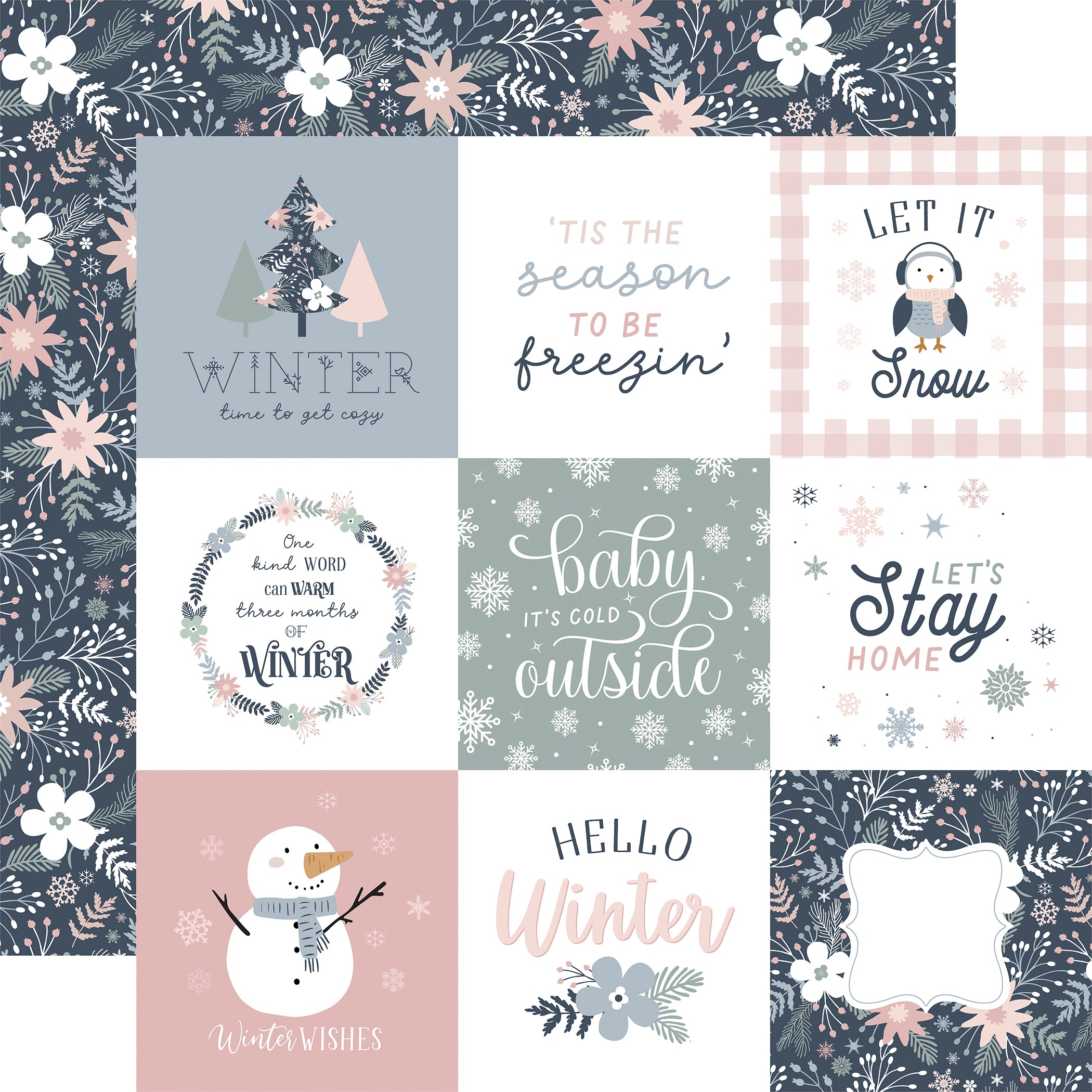 Winterland Collection 4x4 Journaling Cards 12 x 12 Double-Sided Scrapbook Paper by Echo Park Paper