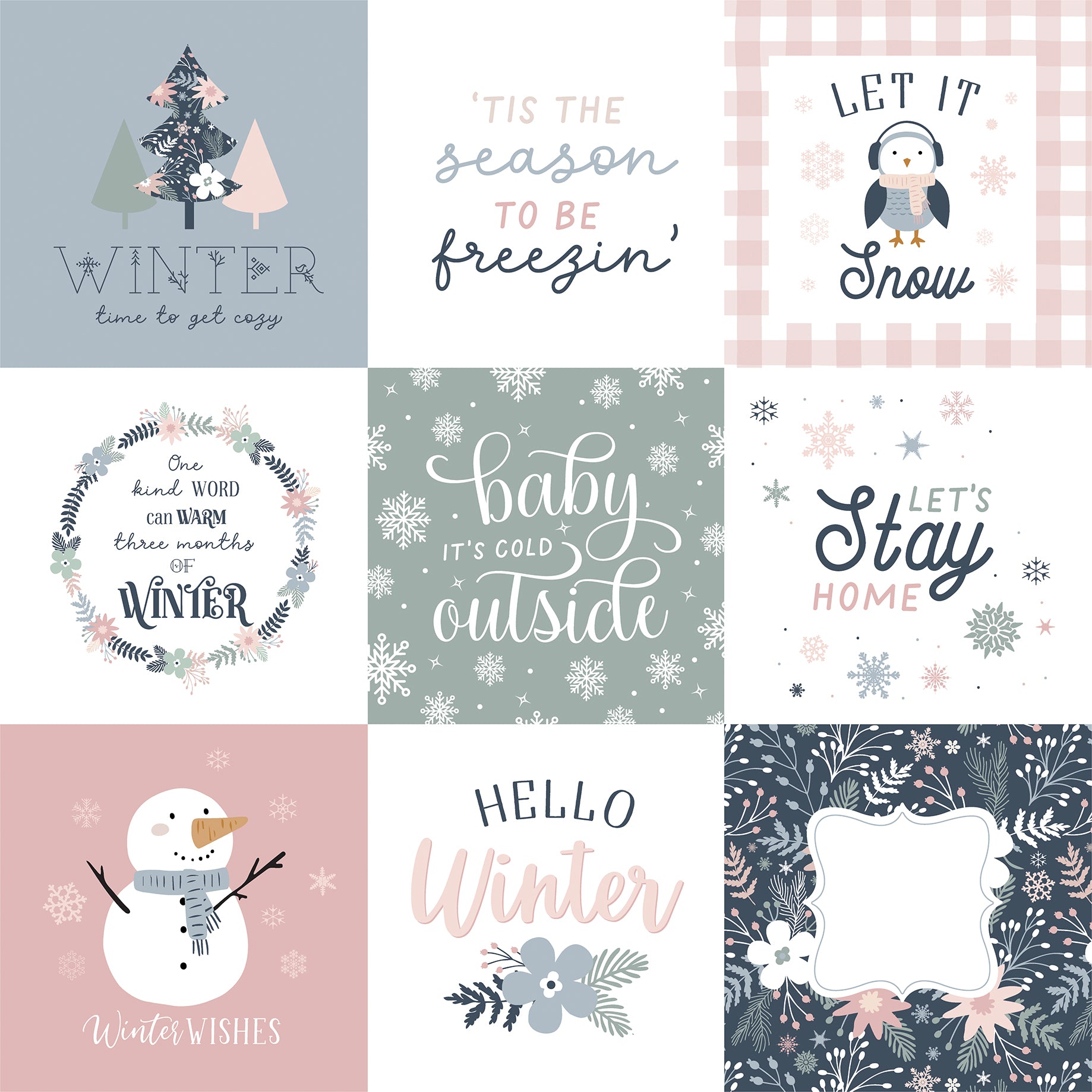 Winterland Collection 4x4 Journaling Cards 12 x 12 Double-Sided Scrapbook Paper by Echo Park Paper