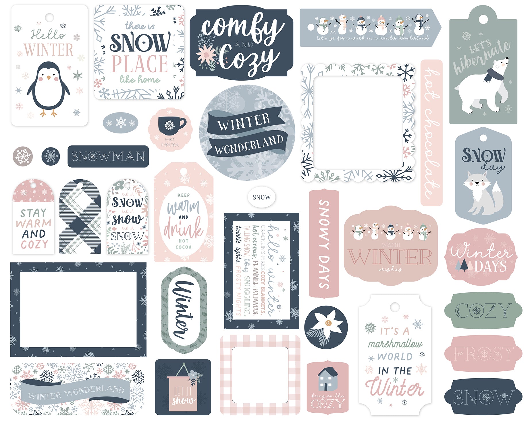 Winterland Collection Scrapbook Frames & Tags by Echo Park Paper