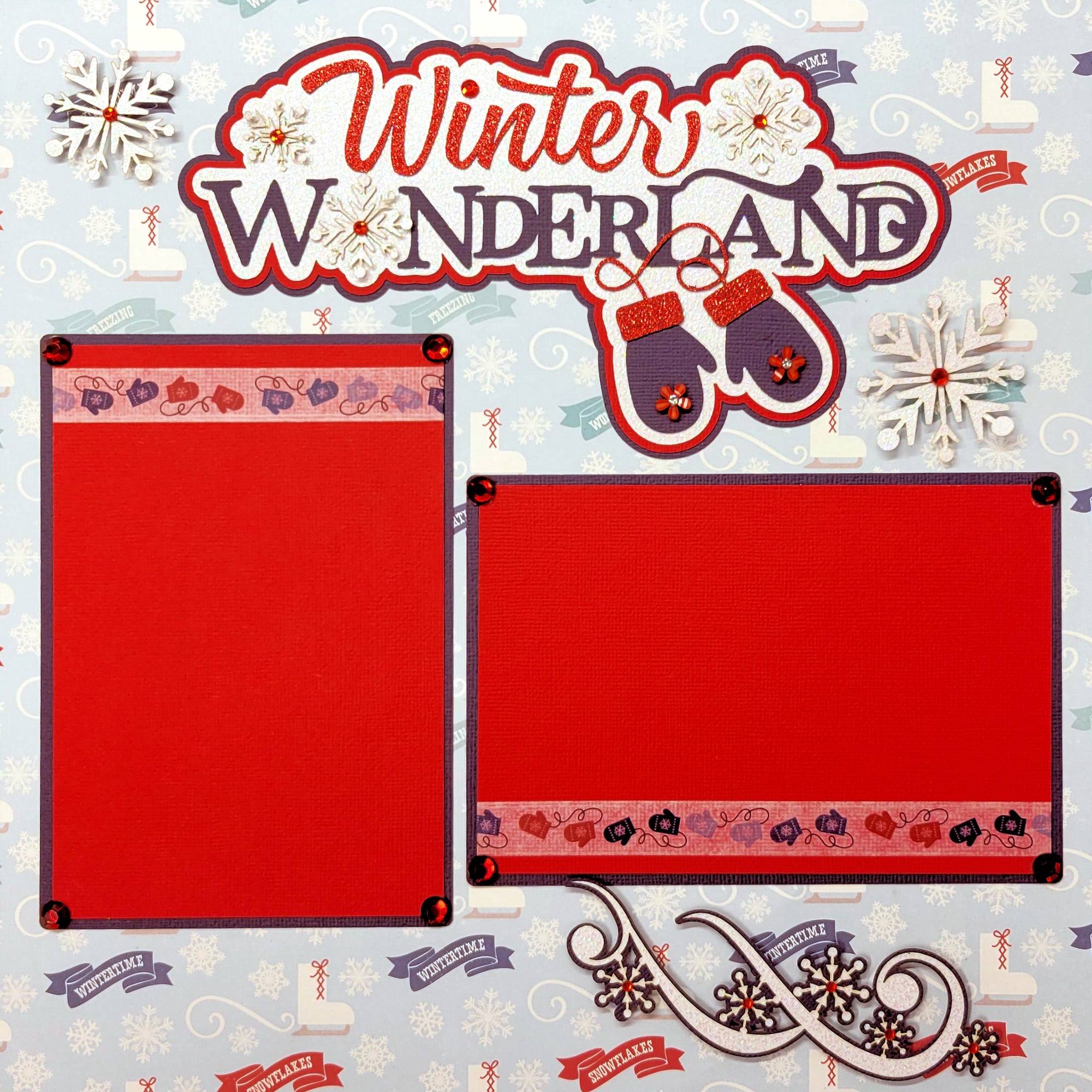 Winter Wonderland (2) - 12 x 12 Pages, Fully-Assembled & Hand-Crafted 3D Scrapbook Premade by SSC Designs