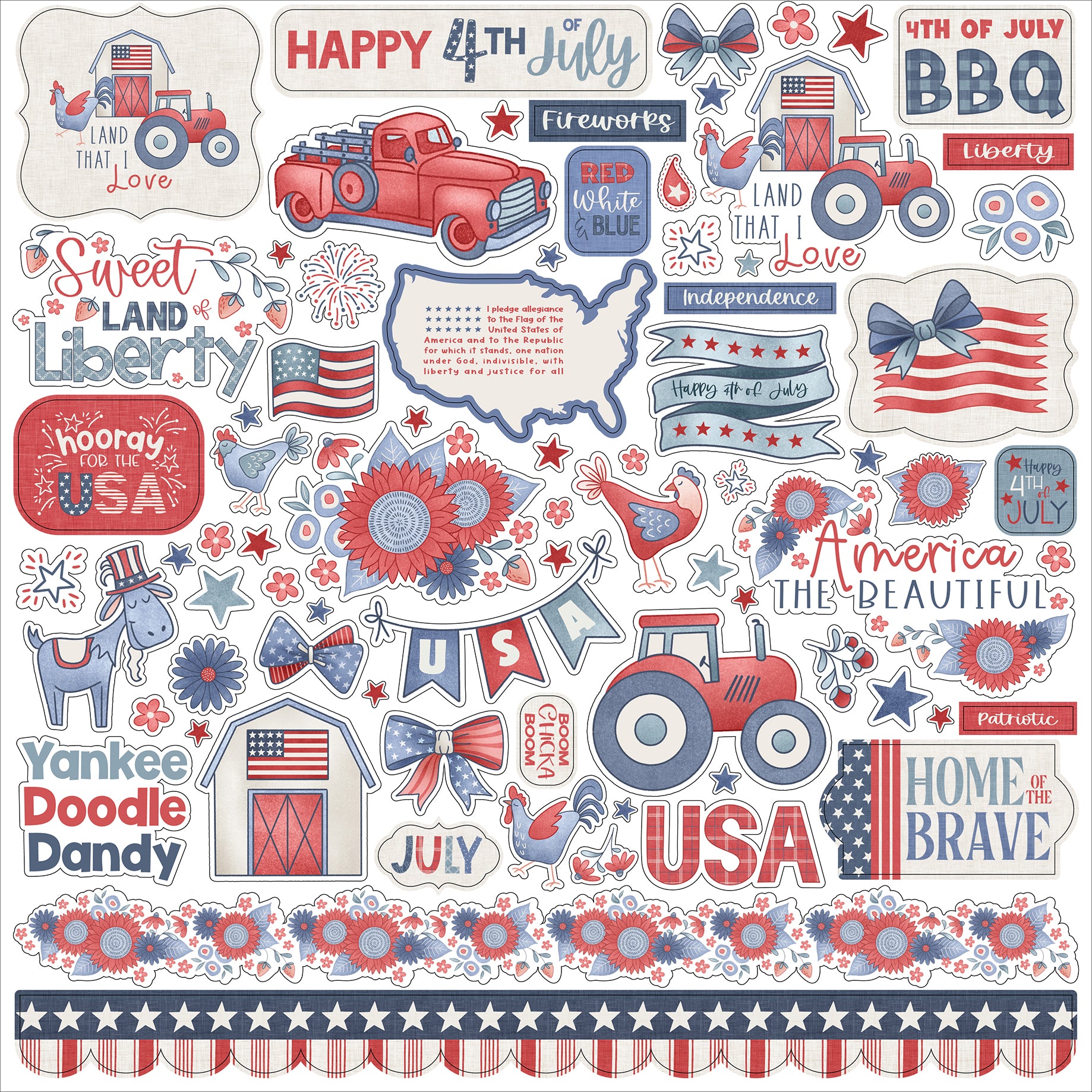 Yankee Doodle 12 x 12 Scrapbook Collection Kit by Echo Park Paper - 13 Pieces