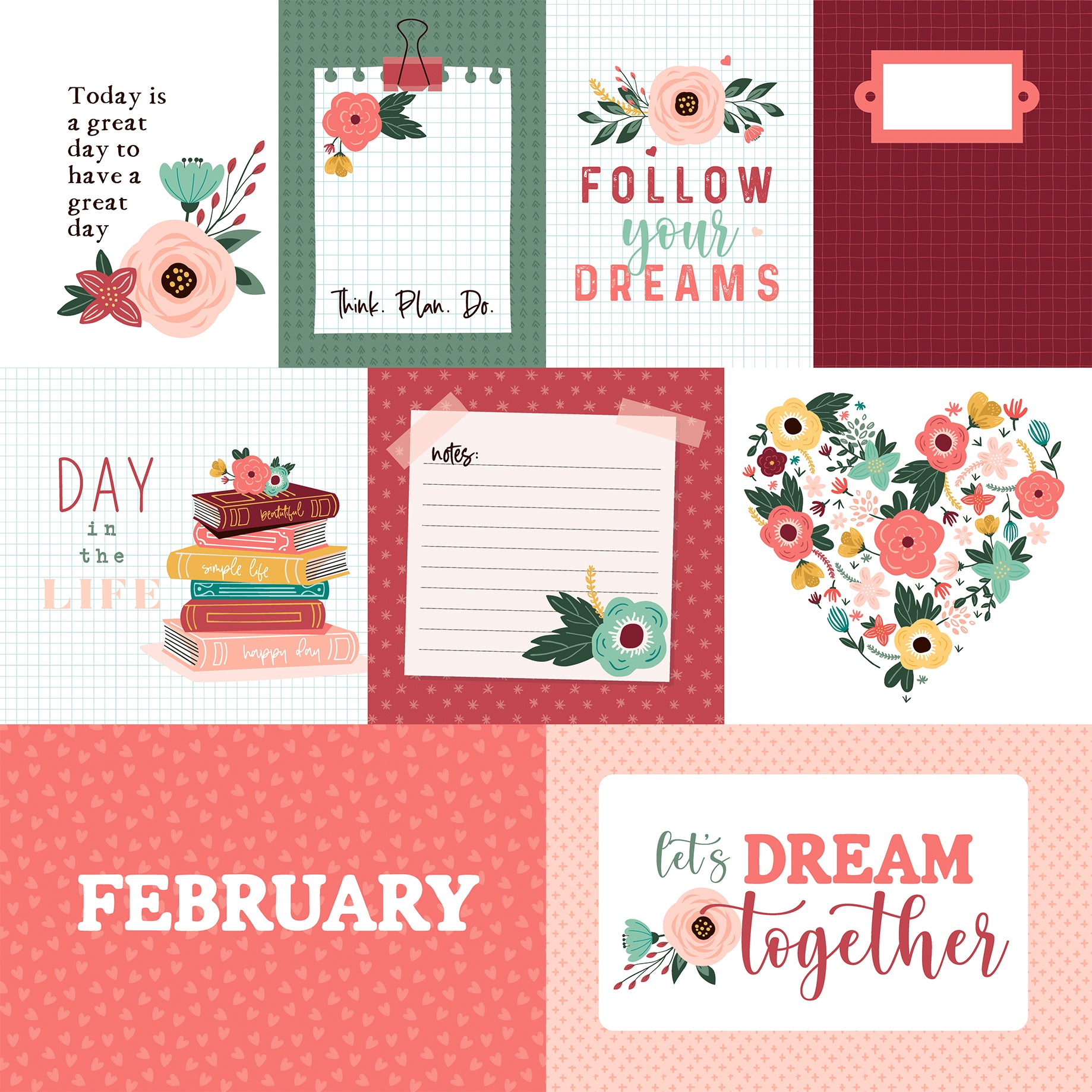 Year In Review Collection February 12 x 12 Double-Sided Scrapbook Paper by Echo Park Paper