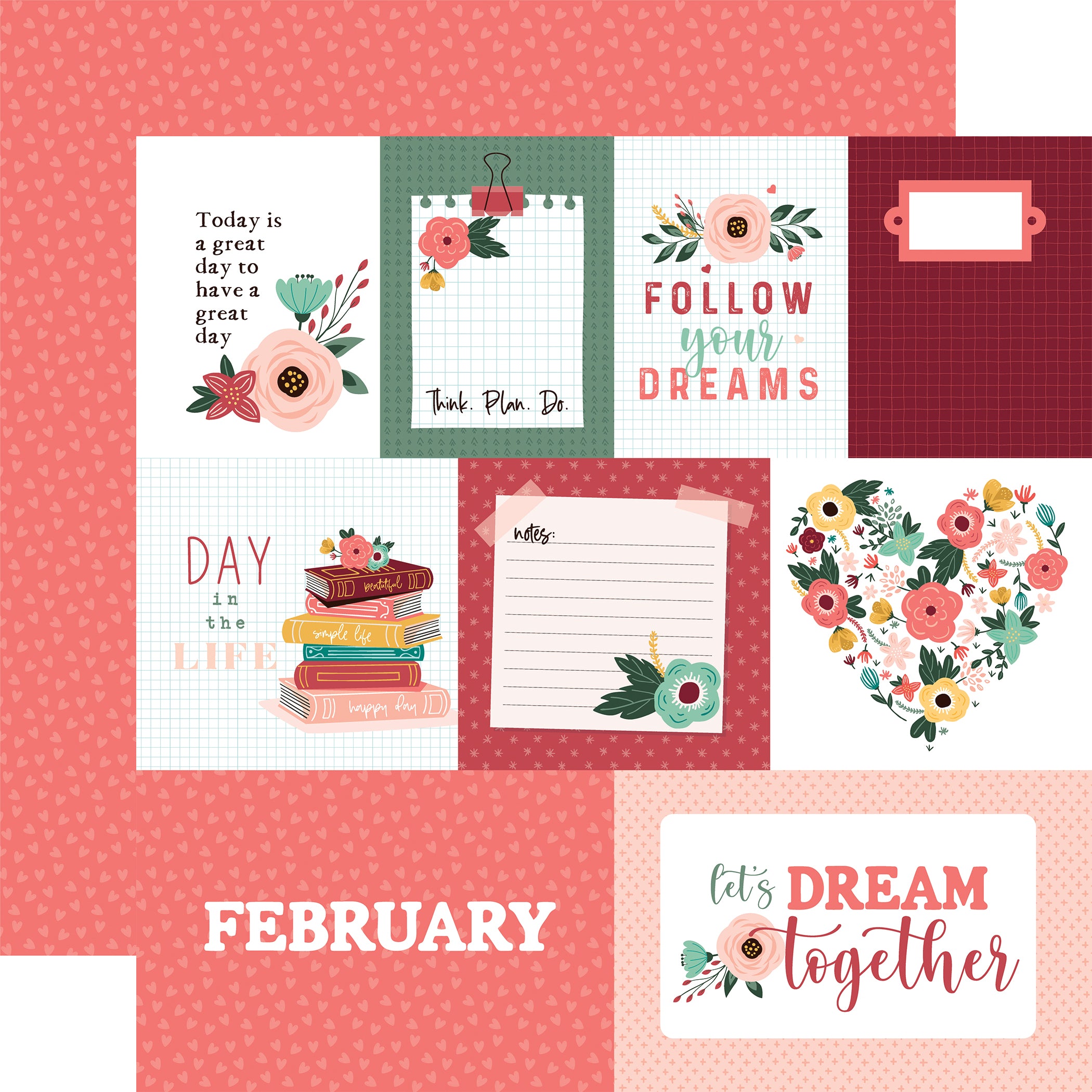 Year In Review Collection February 12 x 12 Double-Sided Scrapbook Paper by Echo Park Paper
