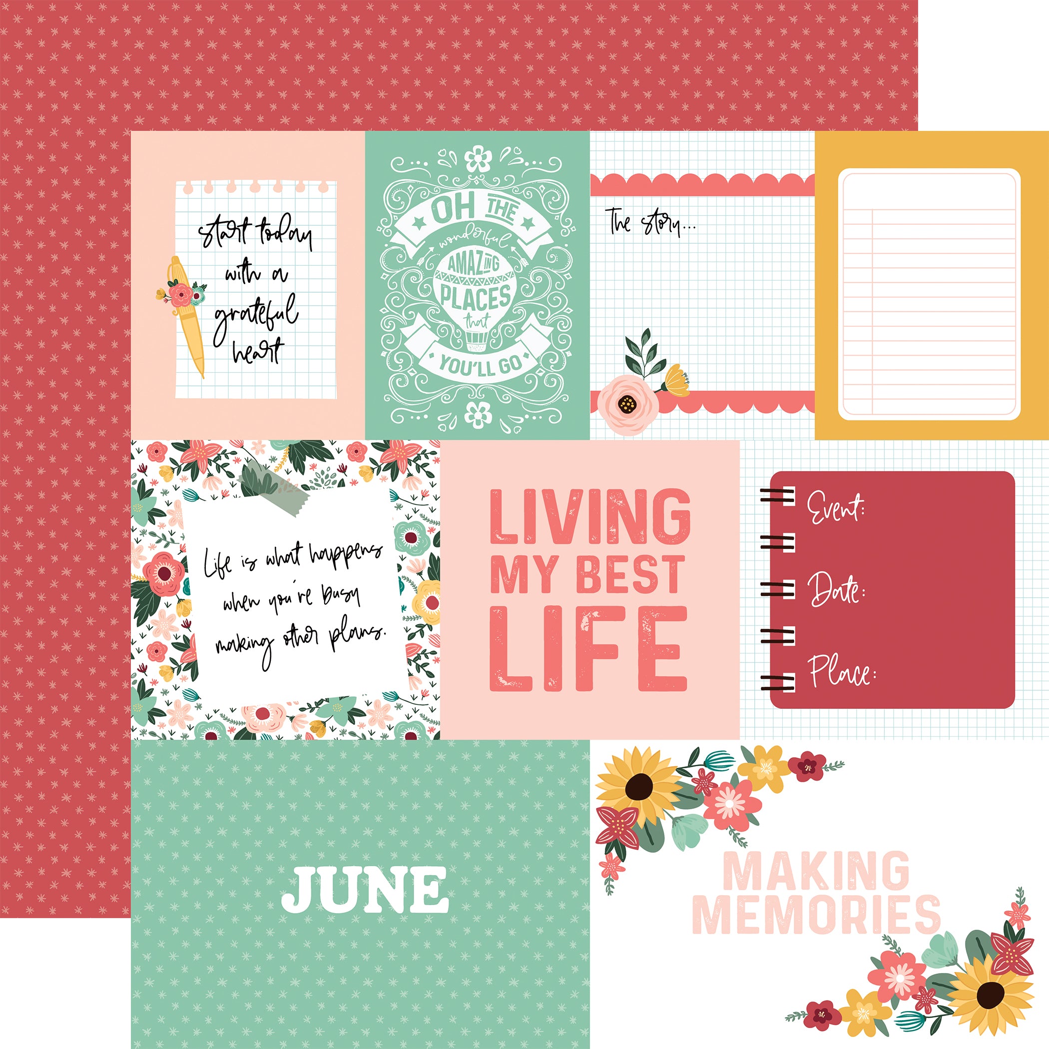Year In Review Collection June 12 x 12 Double-Sided Scrapbook Paper by Echo Park Paper