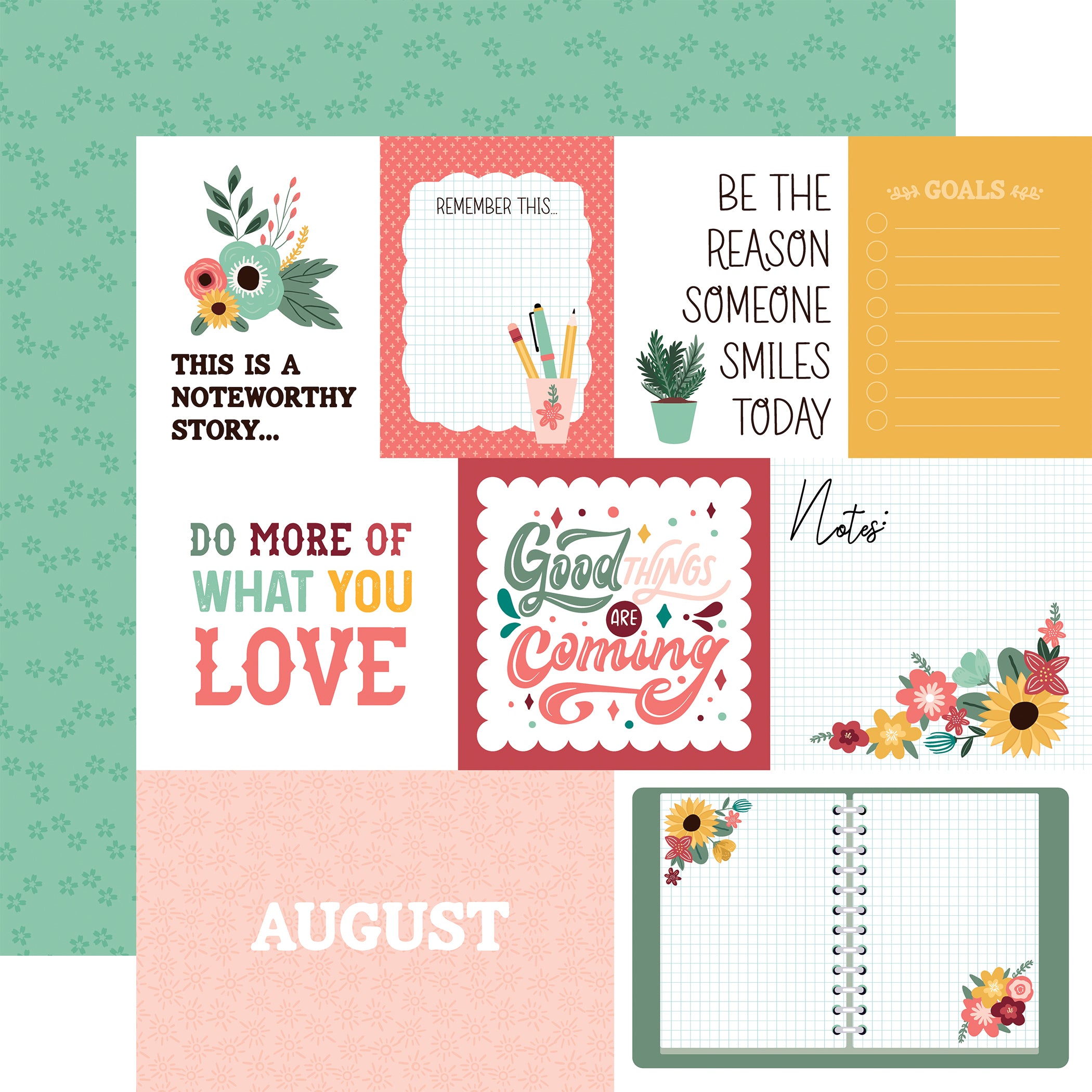 Year In Review Collection August 12 x 12 Double-Sided Scrapbook Paper by Echo Park Paper