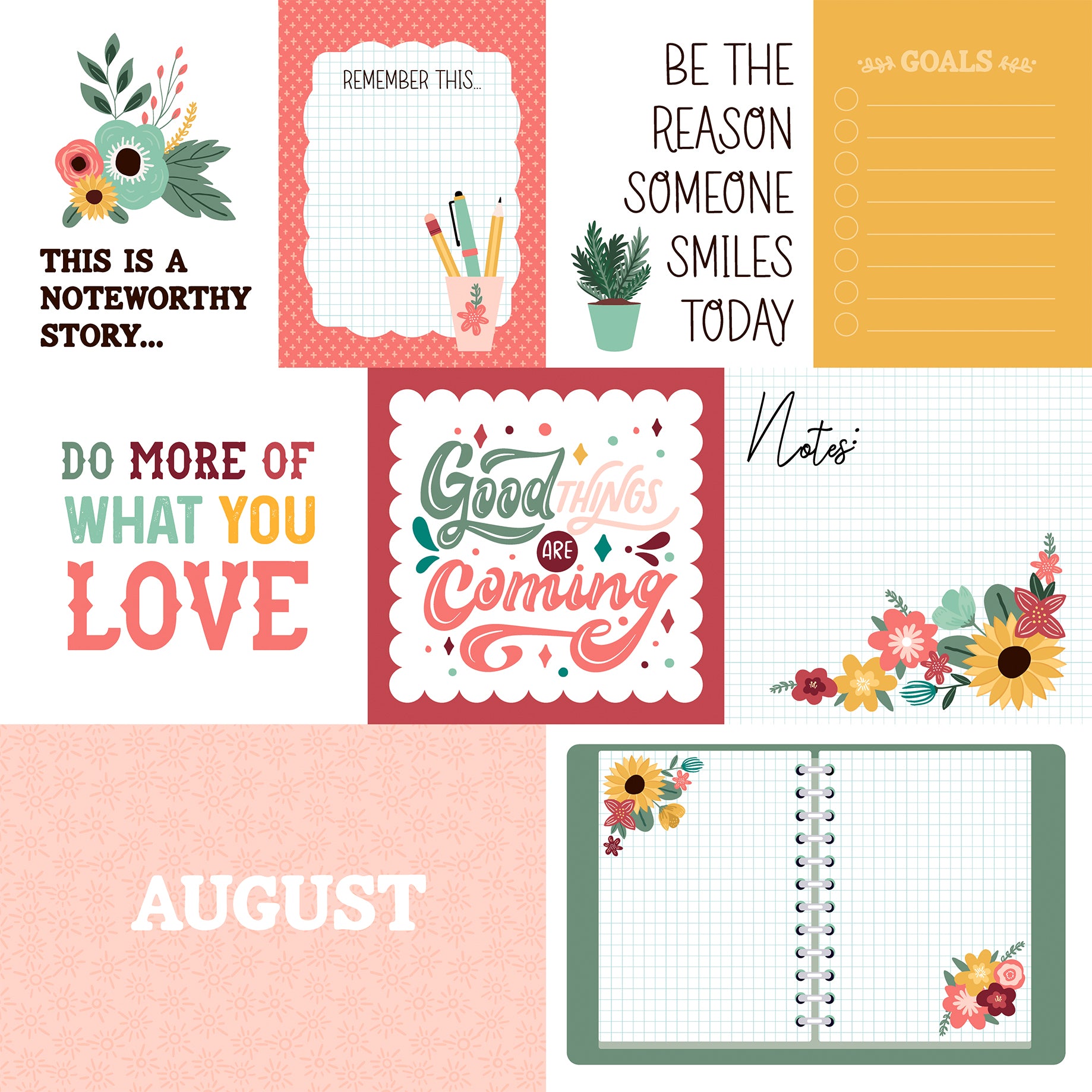 Year In Review Collection August 12 x 12 Double-Sided Scrapbook Paper by Echo Park Paper
