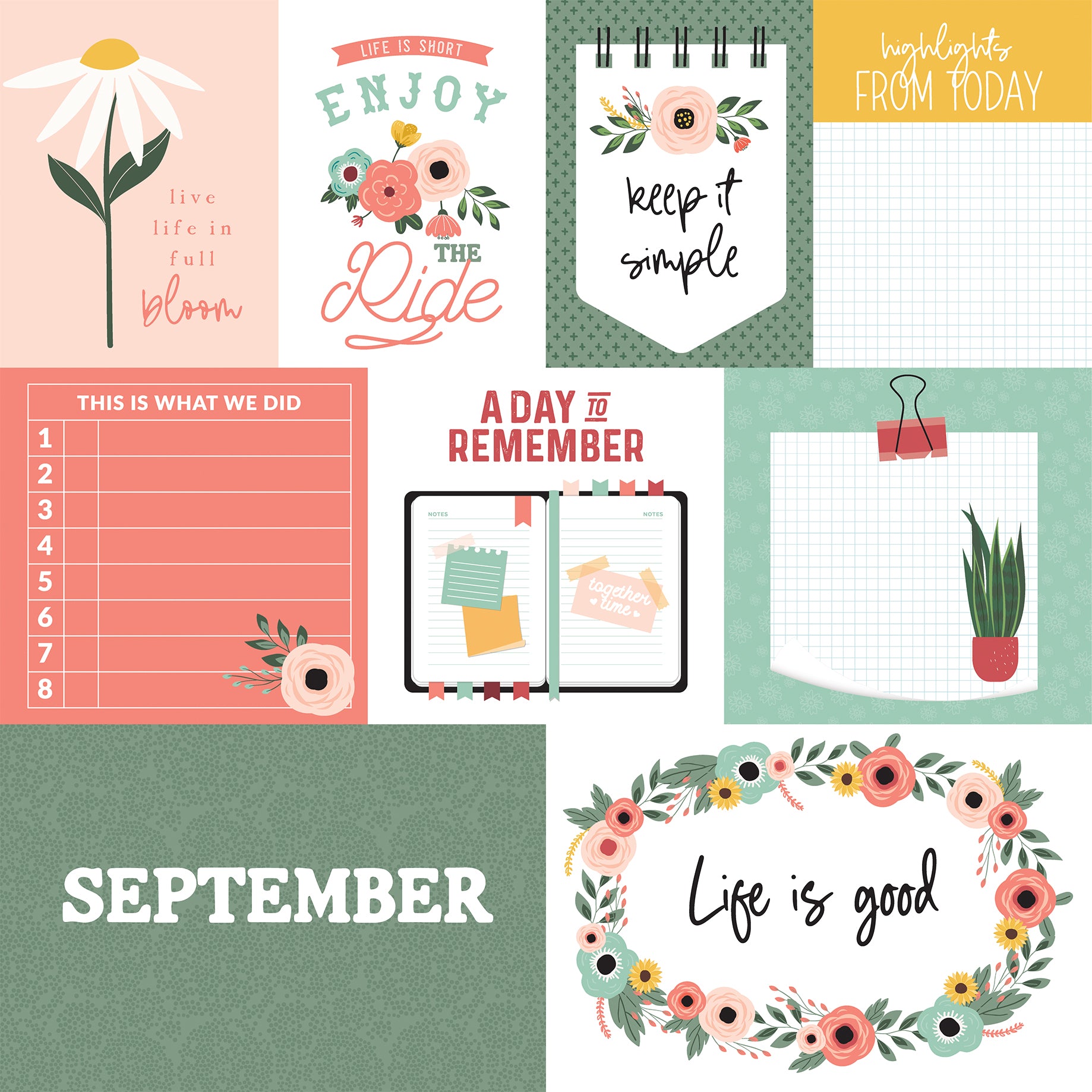 Year In Review Collection September 12 x 12 Double-Sided Scrapbook Paper by Echo Park Paper