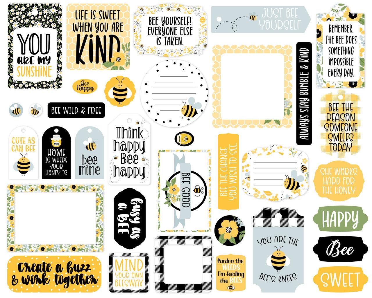 Bee Happy Collection 5 x 5 Scrapbook Tags & Frames Die Cuts by Echo Park Paper - Scrapbook Supply Companies