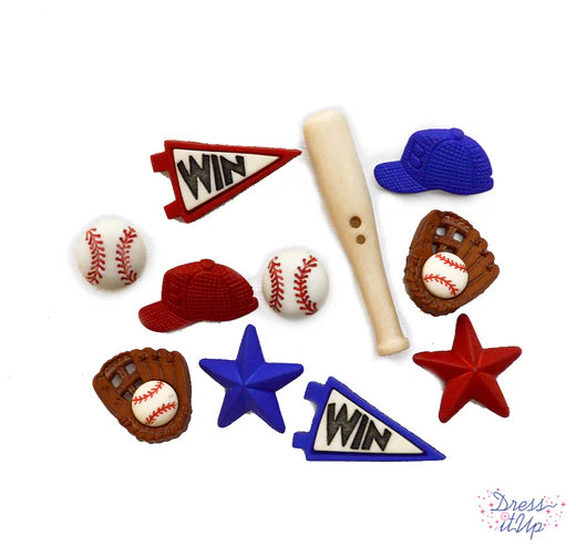 Dress It Up Collection Baseball Scrapbook Button Embellishments