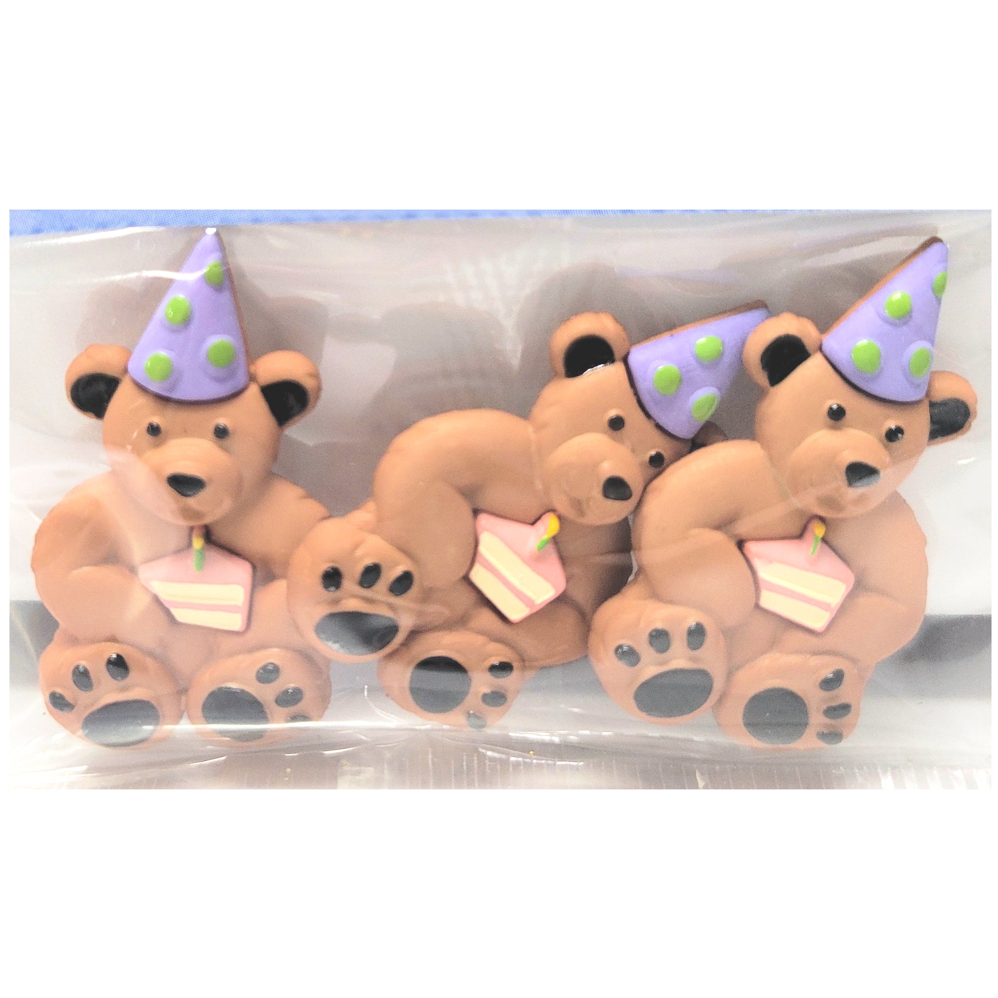 Dress It Up Collection Birthday Bears Scrapbook Buttons by Jesse James Buttons - 3 pieces