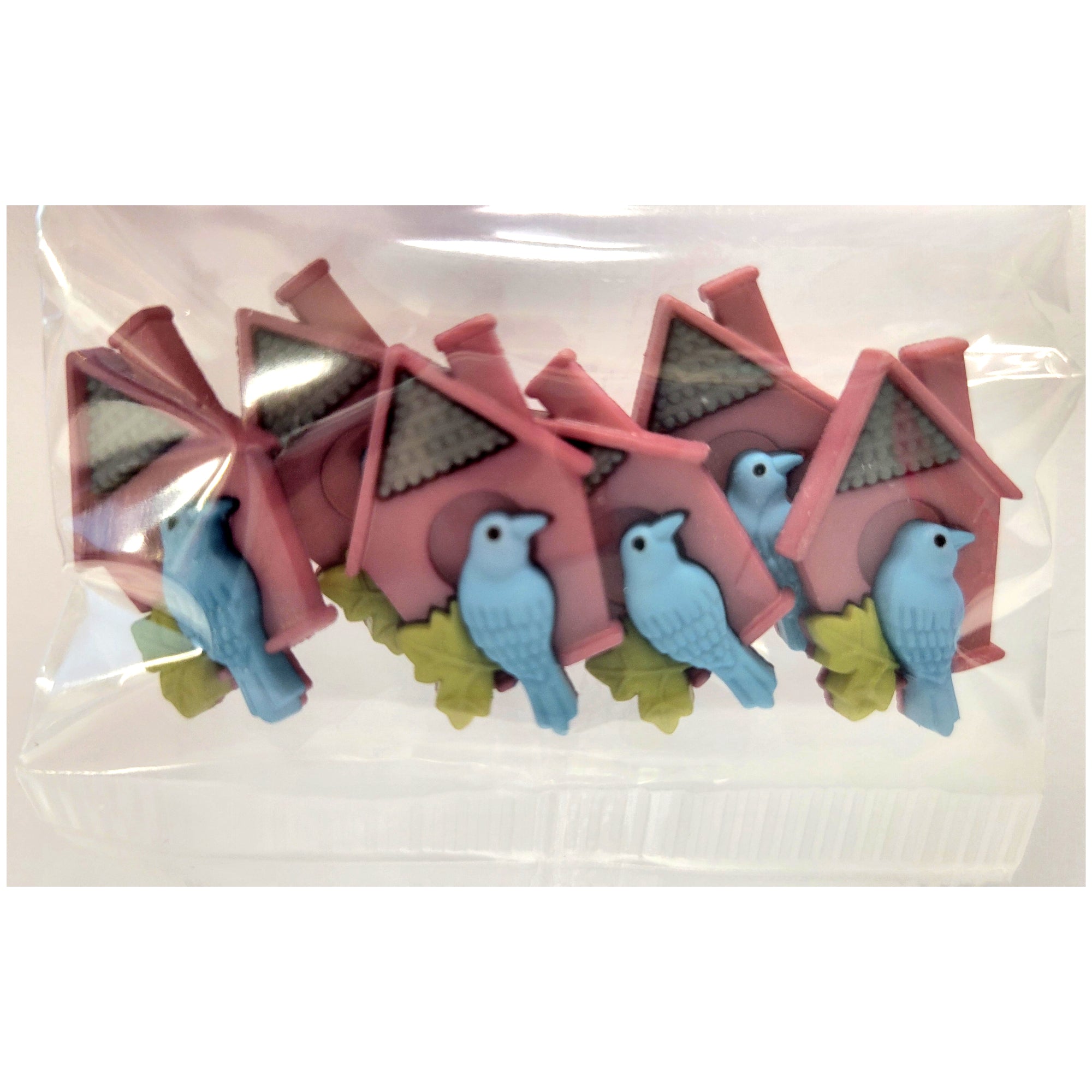 Dress It Up Collection Birdhouse Friends Scrapbook Buttons by Jesse James Buttons - 6 Pieces