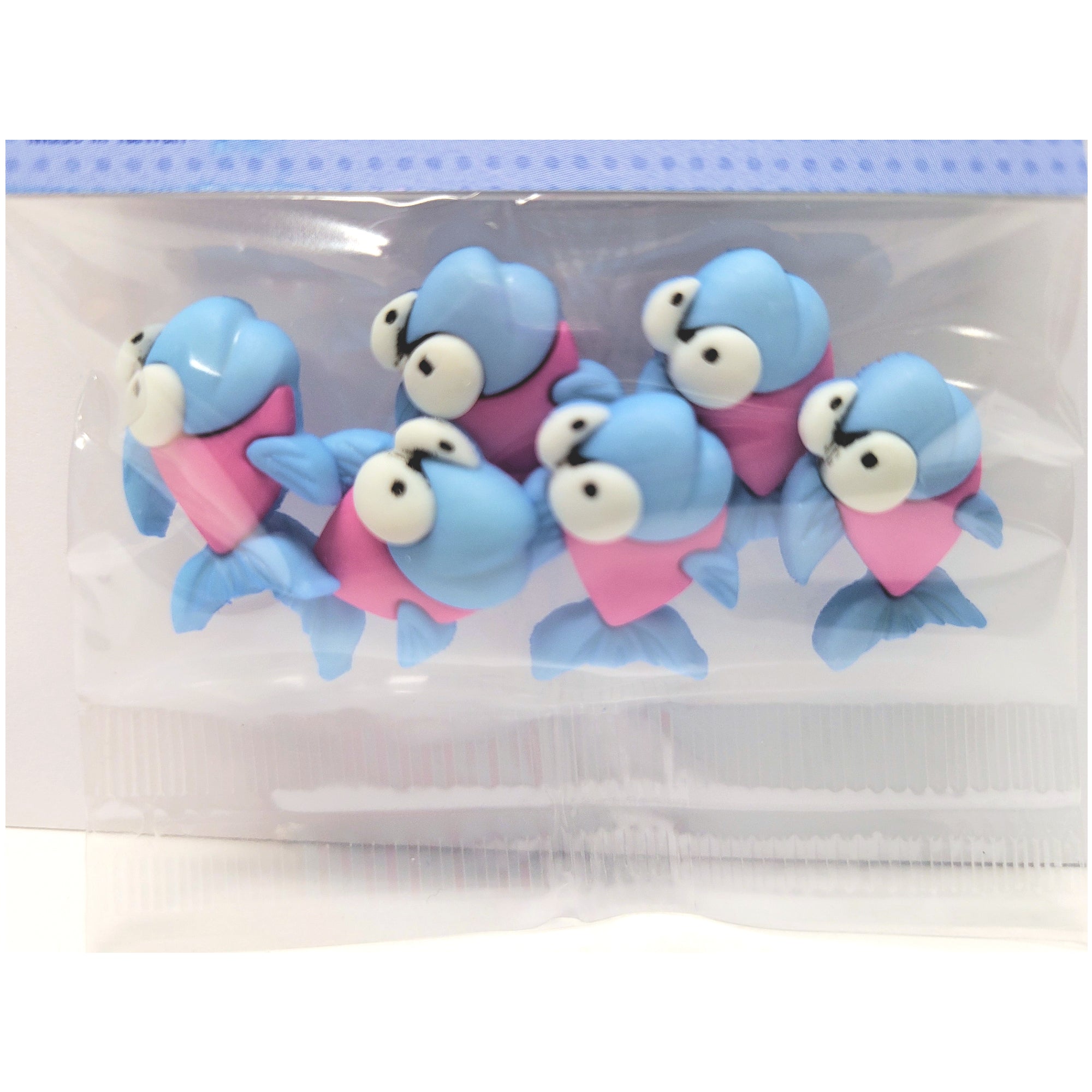 Dress It Up Collection Bubbly Blue Fish Scrapbook Button Embellishments
