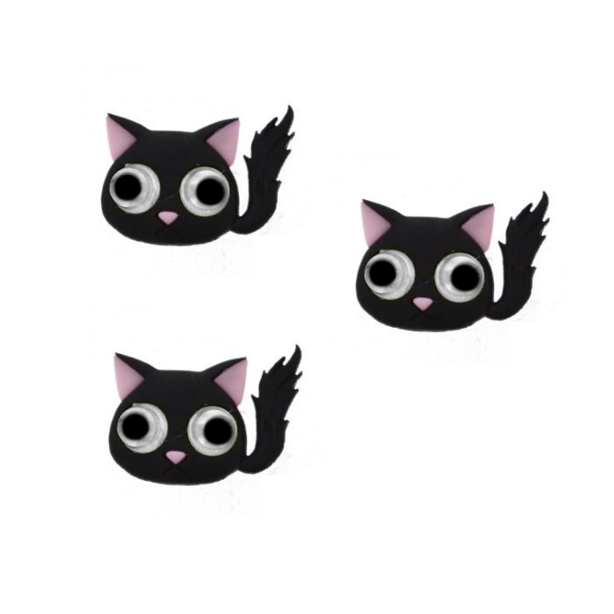Dress It Up Collection Kitty Cat Big Eyes Scrapbook Buttons by Jesse James Buttons - 3 pieces