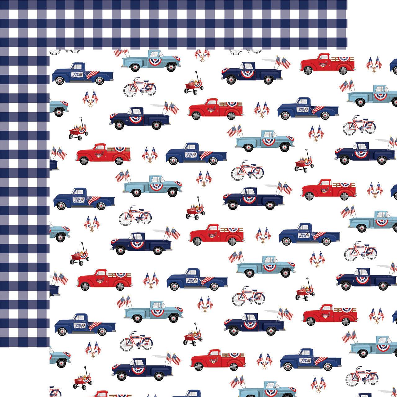 Fourth of July Collection Star Spangled Fun 12 x 12 Double-Sided Scrapbook Paper by Carta Bella