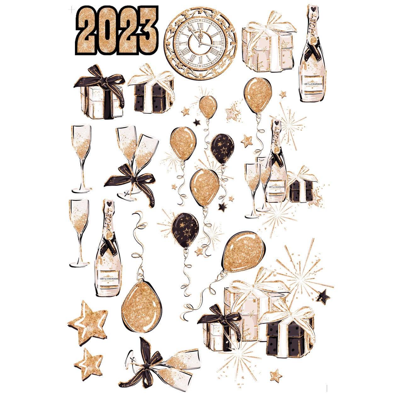 New Year's Eve 2023 Celebration Collection Laser Cut Ephemera Embellishments by SSC Designs