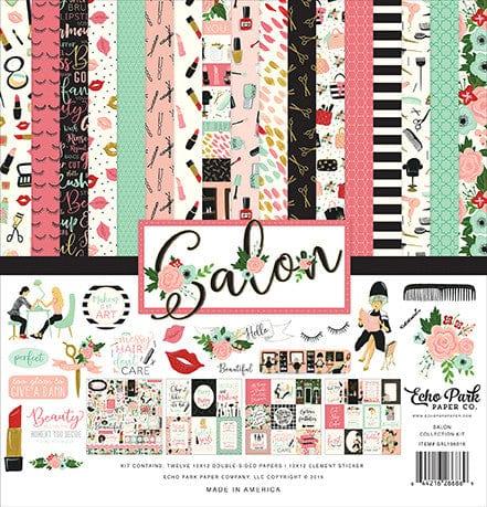 Salon Collection 12 x 12 Double-Sided Scrapbook Paper Kit & Sticker Sheet by Echo Park Paper - 13 Pieces - Scrapbook Supply Companies