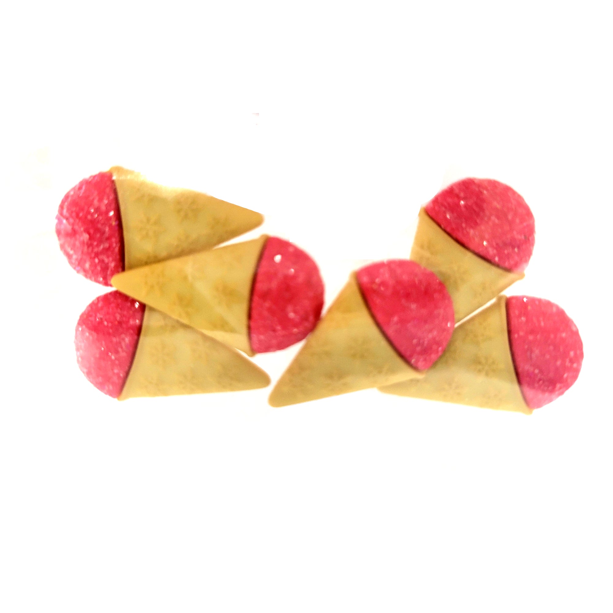 Dress It Up Collection Glitter Ice Cream Cones Scrapbook Button Embellishments - 6 Pieces