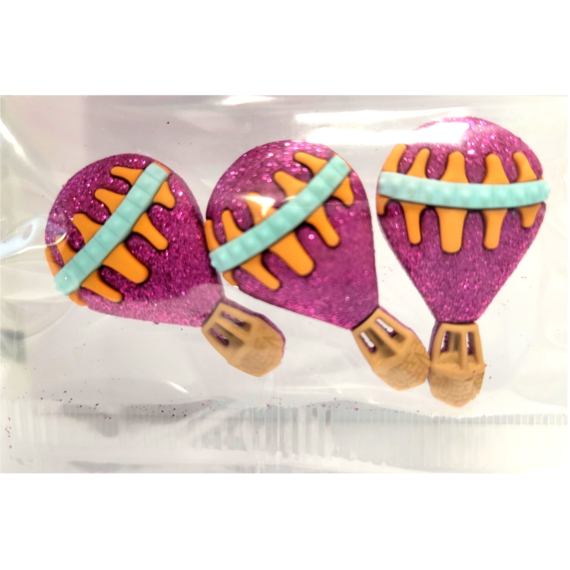 Dress It Up Collection Glitter Hot Air Balloons Scrapbook Buttons by Jesse James Buttons - 3 pieces