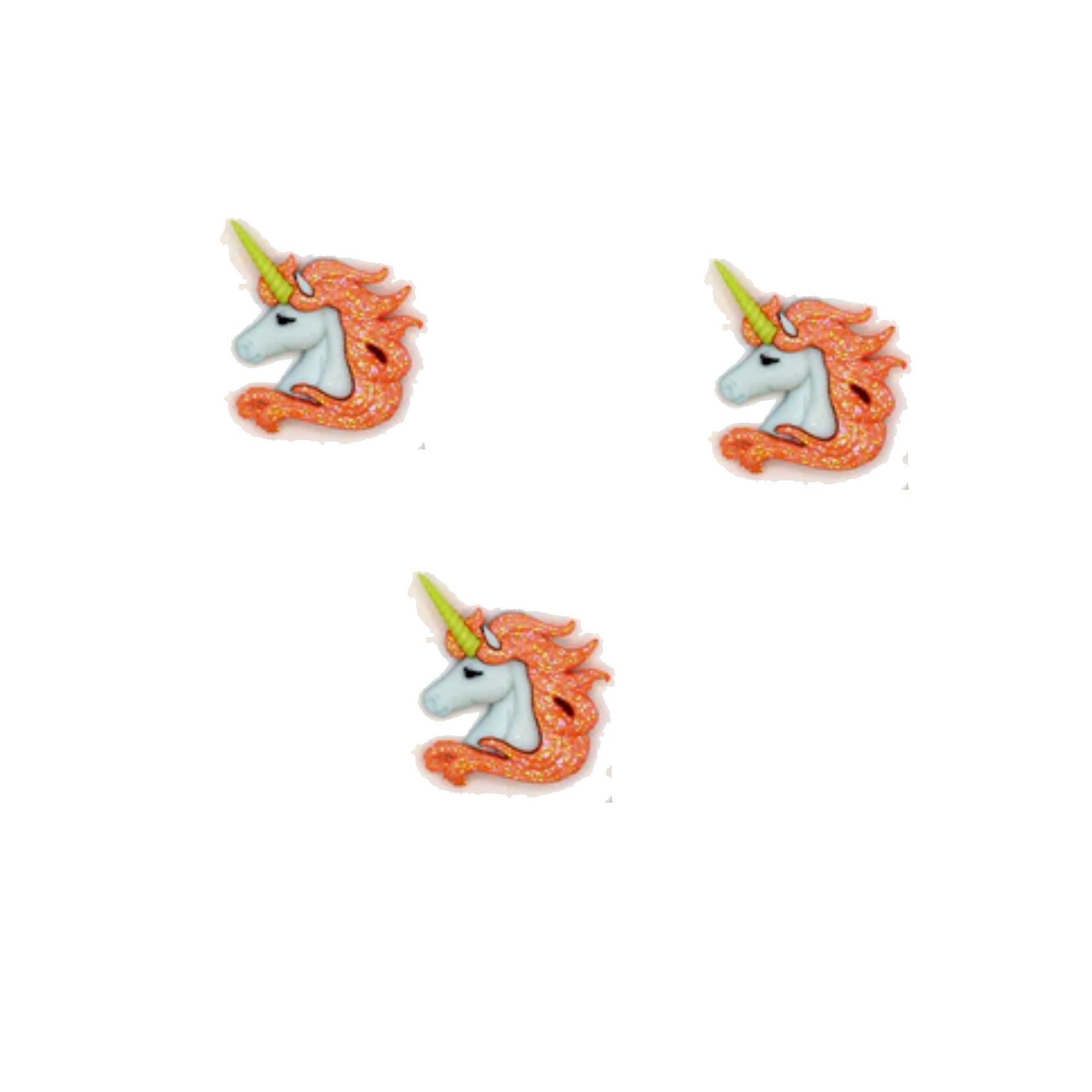 Dress It Up Collection Glitter Orange Unicorn Scrapbook Button Embellishments
