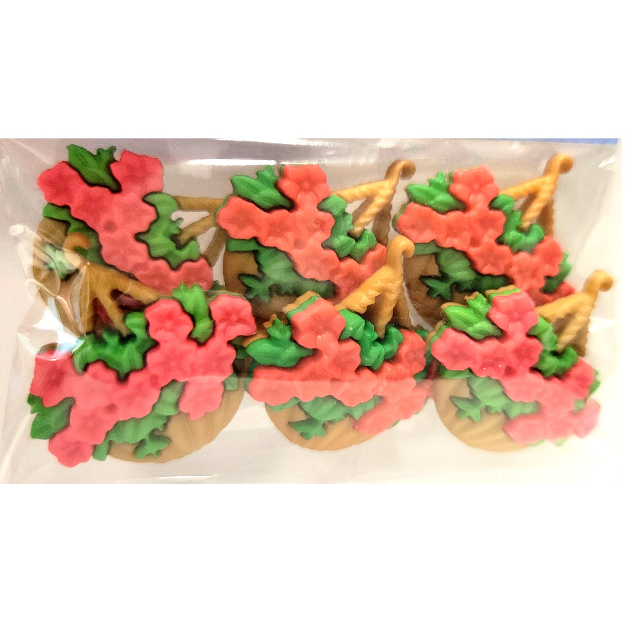Dress It Up Collection Hanging Flower Basket Scrapbook Buttons by Jesse James Buttons - 6 pieces