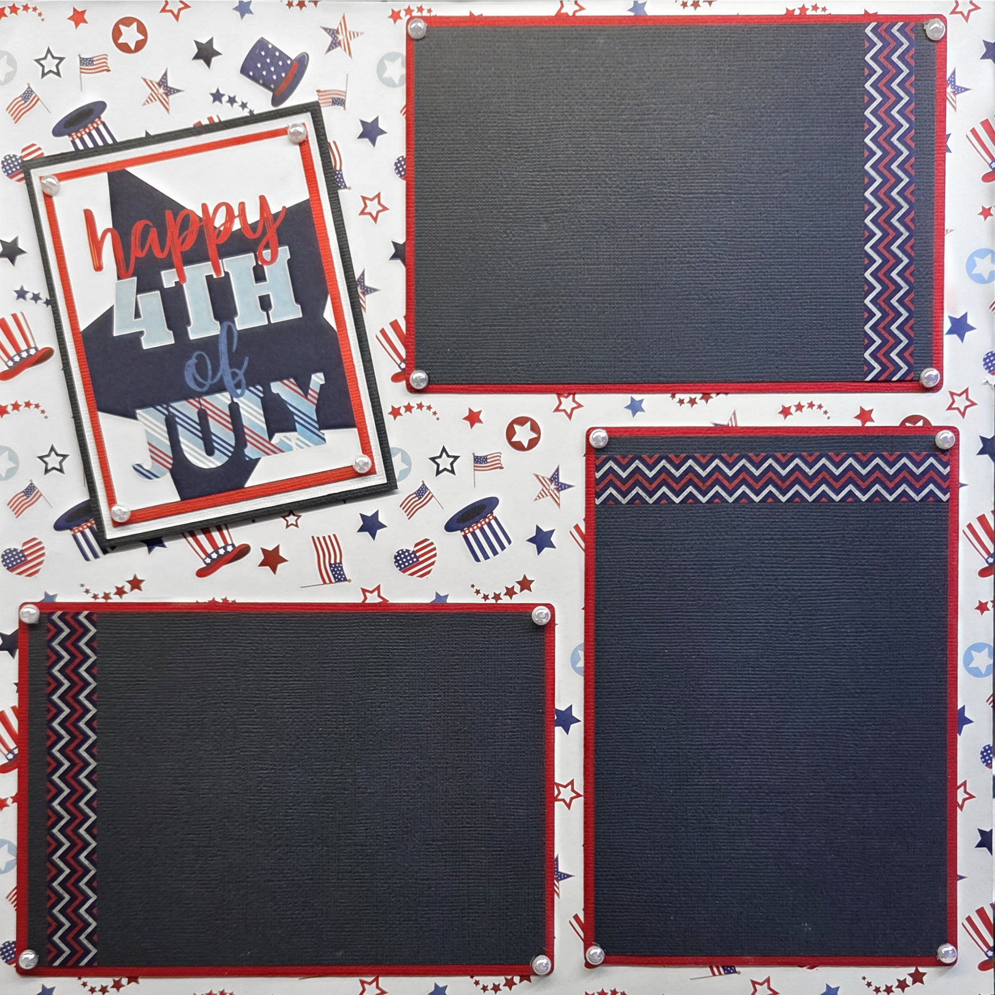 Happy 4th of July Land That I Love (2) - 12 x 12 Pages, Fully-Assembled & Hand-Crafted 3D Scrapbook Premade by SSC Designs