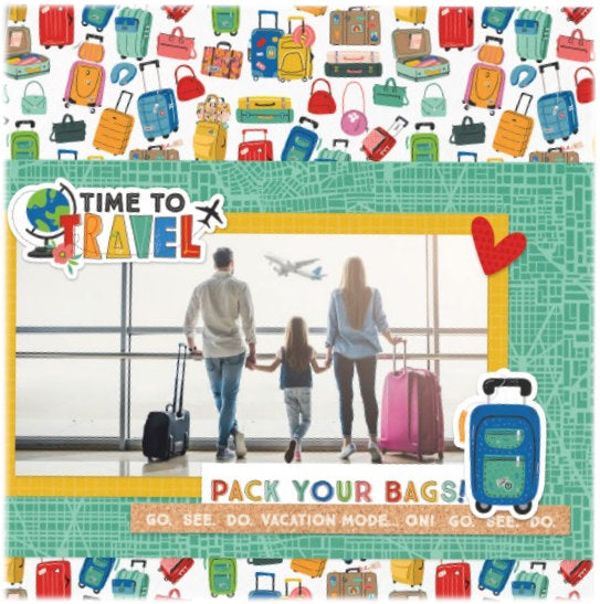 Time To Travel Collection  12 x 12 Scrapbook Sticker Sheet by Photo Play Paper