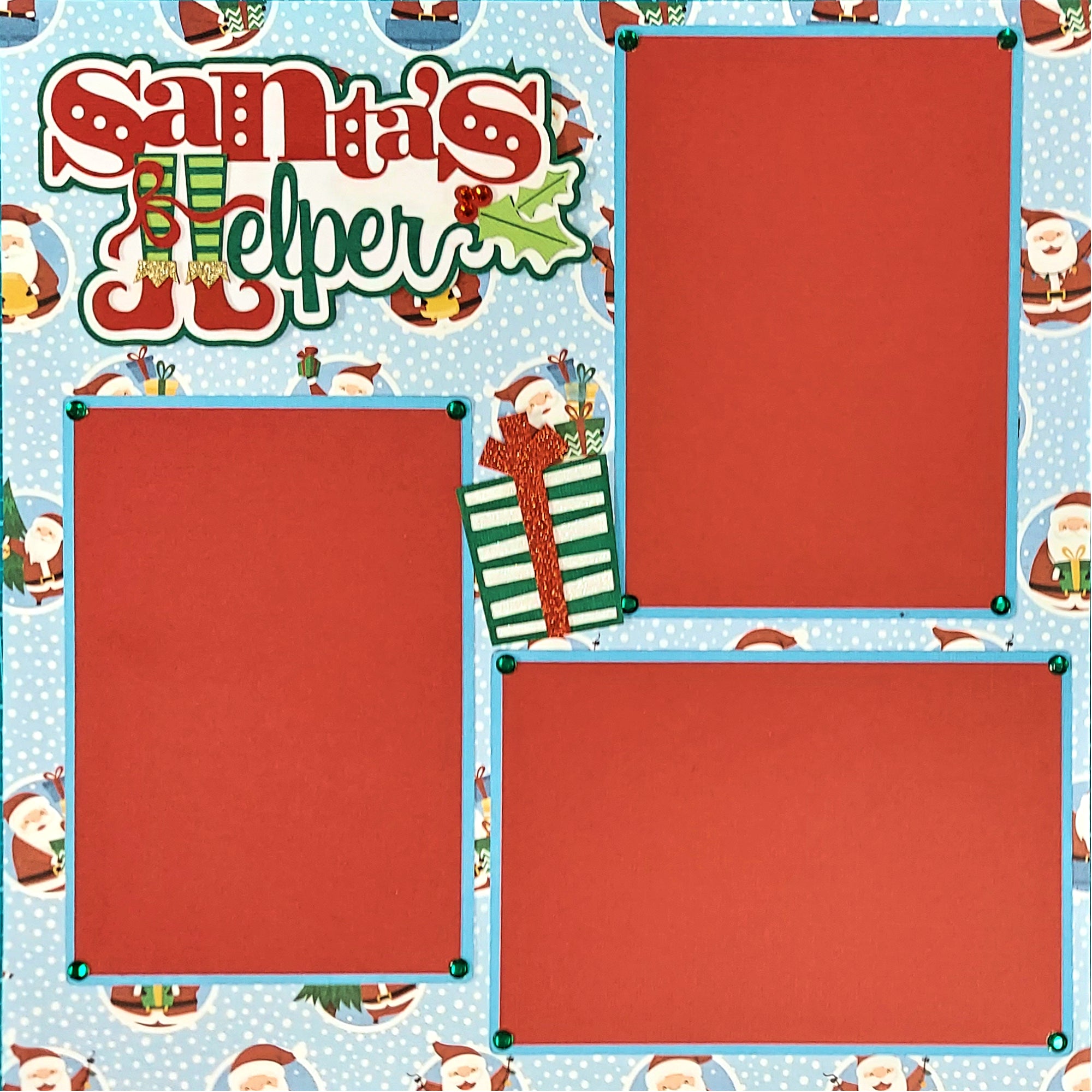 Santa's Helper (2) - 12 x 12 Pages, Fully-Assembled & Hand-Crafted 3D Scrapbook Premade by SSC Designs