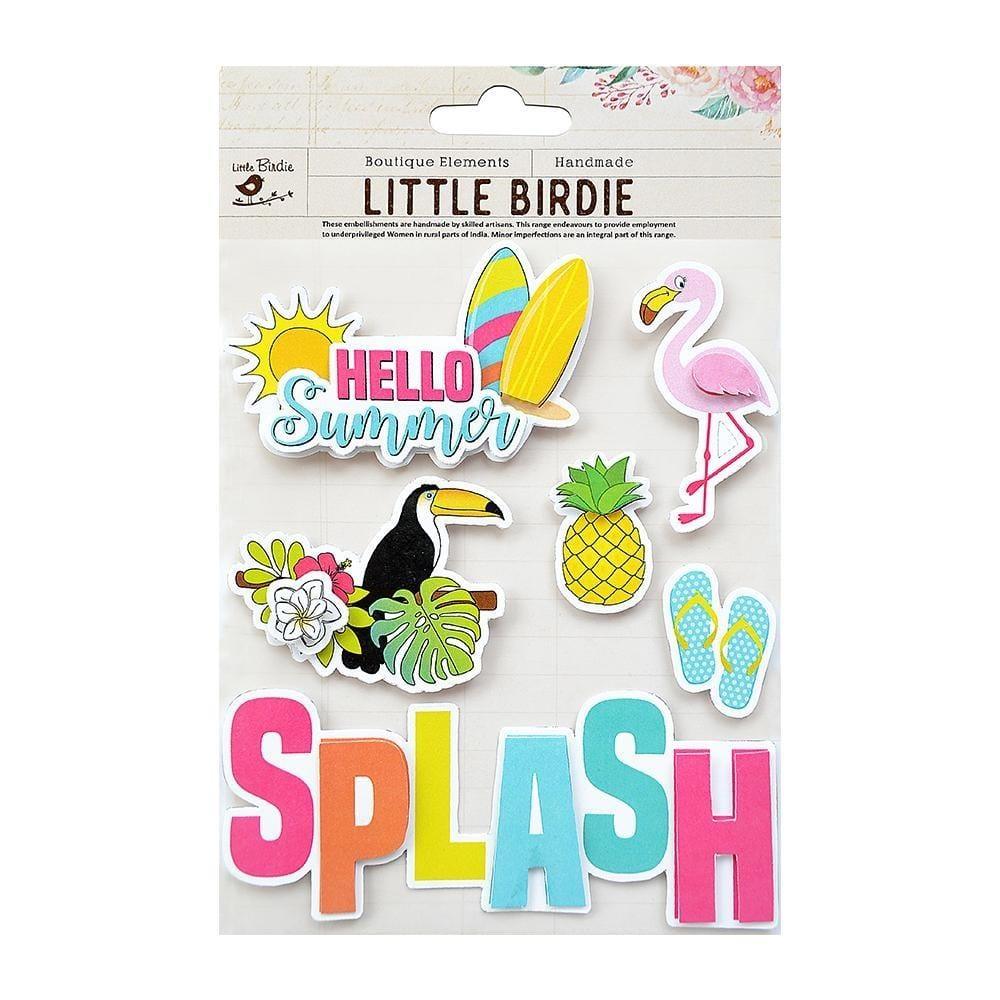Hello Summer Splash 3D Embellishments by Little Birdie - Scrapbook Supply Companies