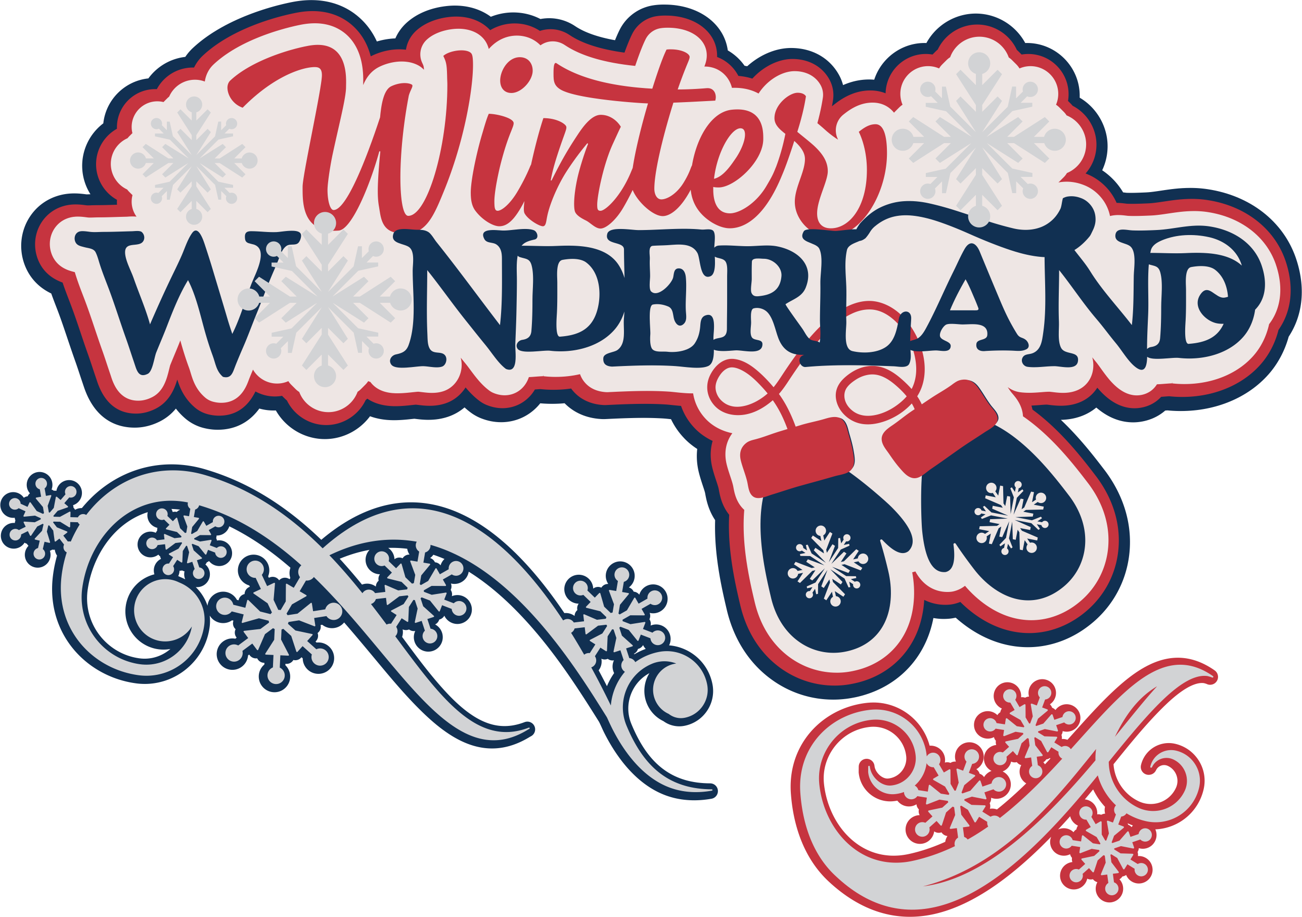 Winter Wonderland Title & Snowflake Flourishes Laser Die Cut Scrapbook Embellishment Set by SSC Laser Designs