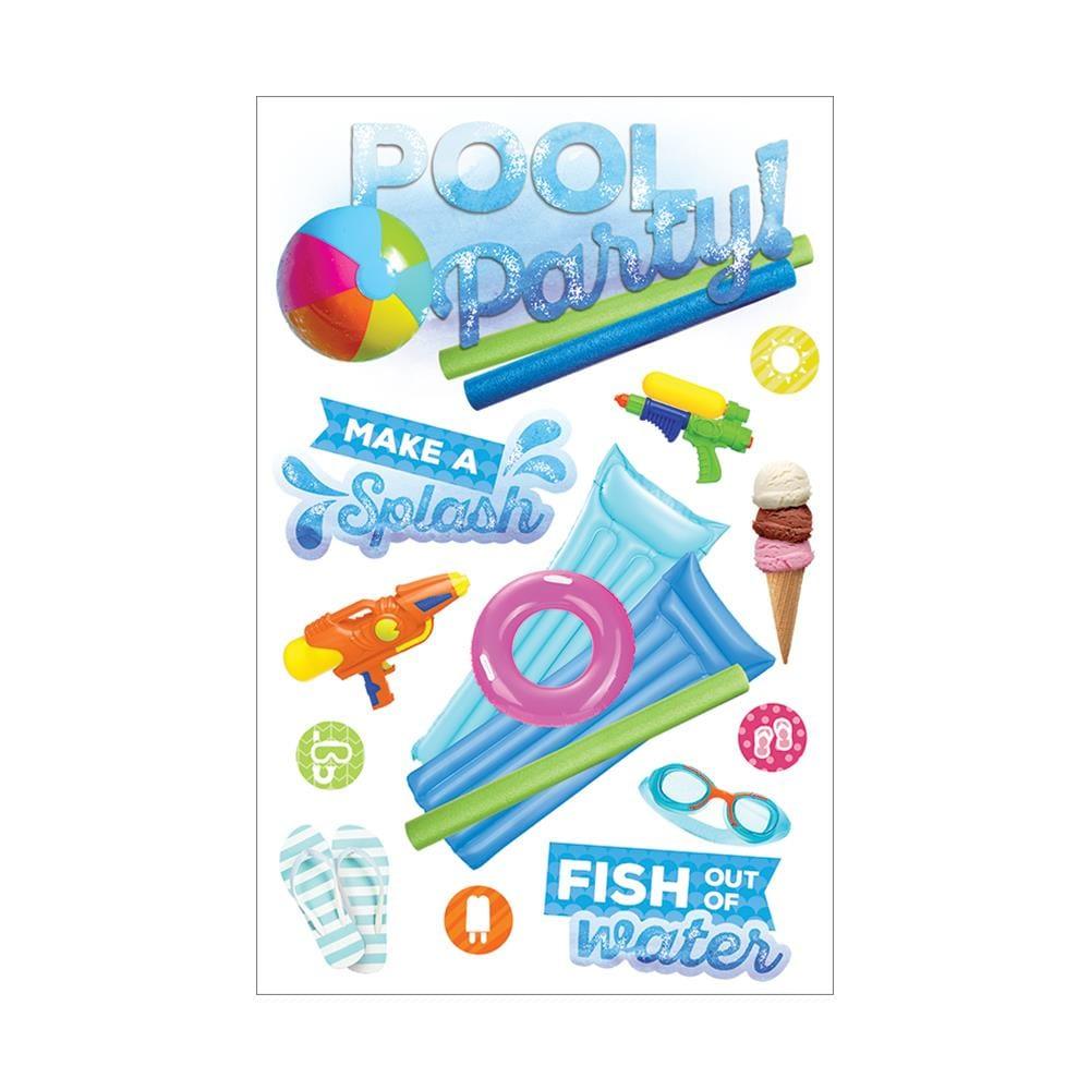 Pool Party 3D Glitter 5 x 7 Scrapbook Embellishment by Paper House Productions - Scrapbook Supply Companies