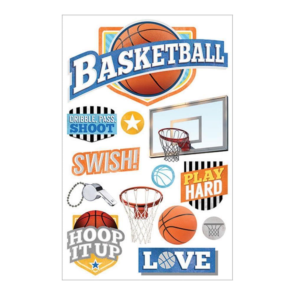 Sports Collection Basketball Swish 5 x 7 Glitter & Foil 3D Scrapbook Embellishment by Paper House Productions - Scrapbook Supply Companies