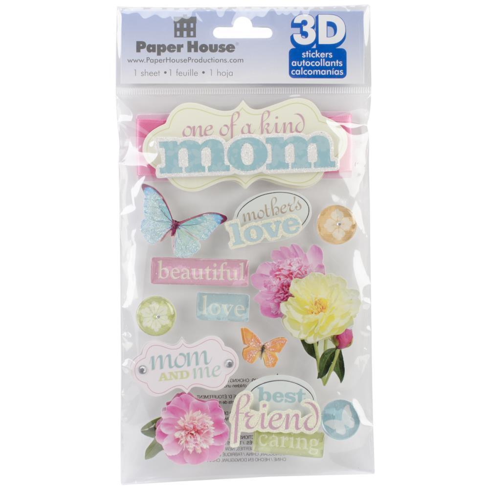 Family Collection Mom 5 x 7 Glitter & Foil 3D Scrapbook Embellishment by Paper House Productions - Scrapbook Supply Companies