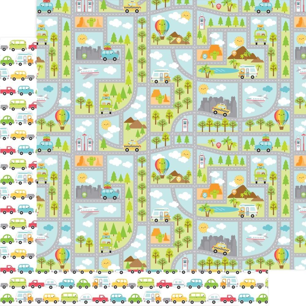 I Heart Travel Collection Going Places 12 x 12 Double-Sided Scrapbook Paper by Doodlebug Design - Scrapbook Supply Companies