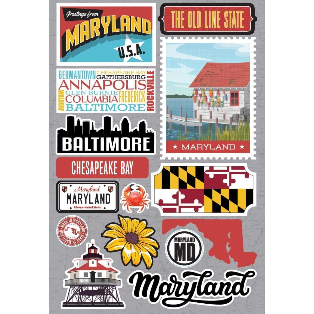 Jetsetters 3 Collection Maryland 5 x 7 Scrapbook Embellishment by Reminisce - Scrapbook Supply Companies