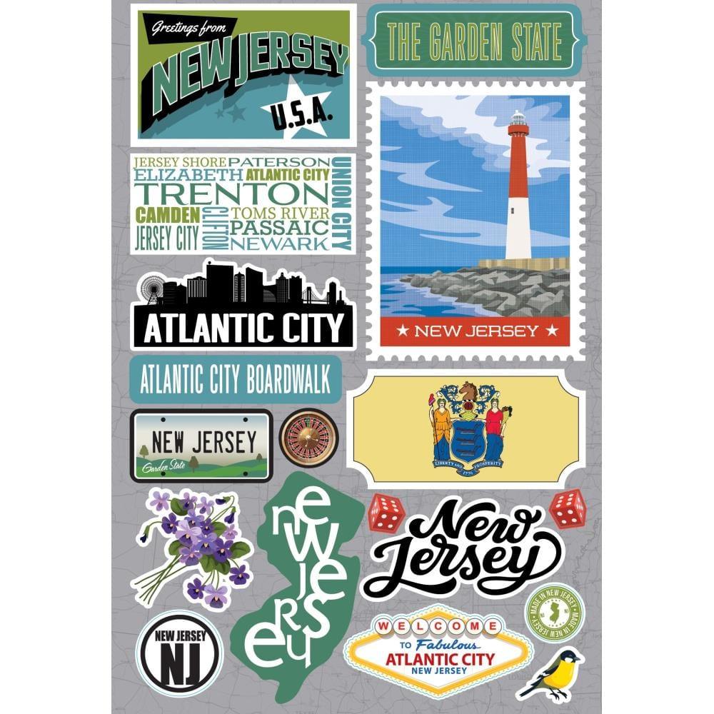 Jetsetters 3 Collection New Jersey 5 x 7 Scrapbook Embellishment by Reminisce - Scrapbook Supply Companies
