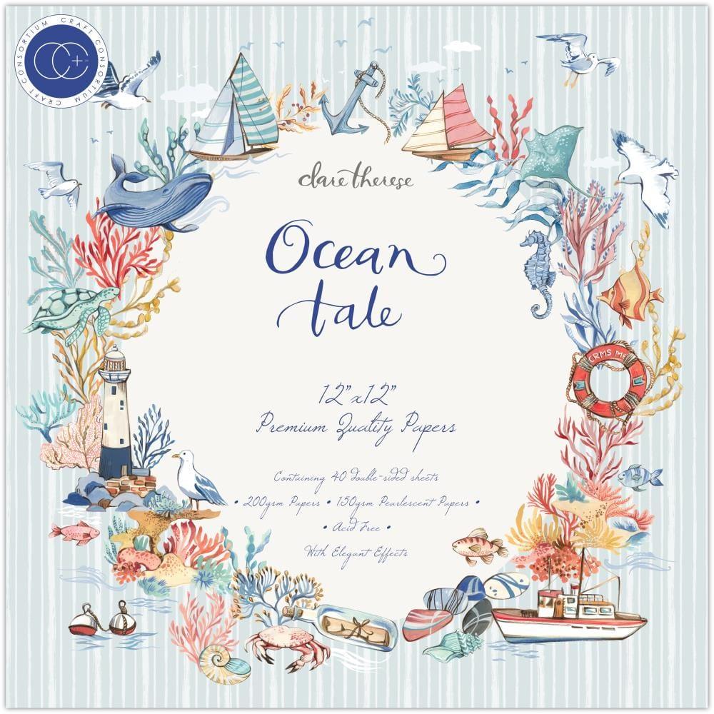 Ocean Tale Collection 12 x 12 Double-Sided Premium Paper Pad with Elegant Effects - 40 Sheets by Craft Consortium - Scrapbook Supply Companies