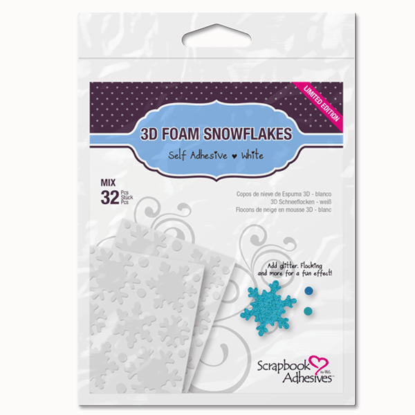 Foam Collection 3D White, Double-Sided, Self-Adhesive, Permanent Foam Snowflakes by Scrapbook Adhesives - 38 piece mix - Scrapbook Supply Companies