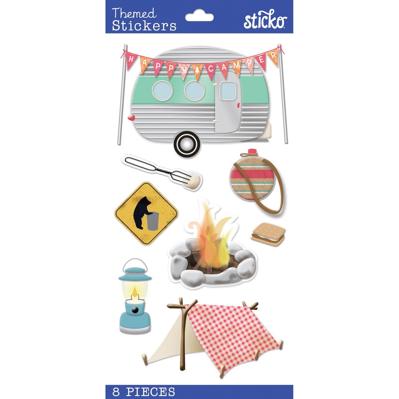 Happy Camper Plus 4 x 8 Scrapbook Embellishment by Sticko - Scrapbook Supply Companies