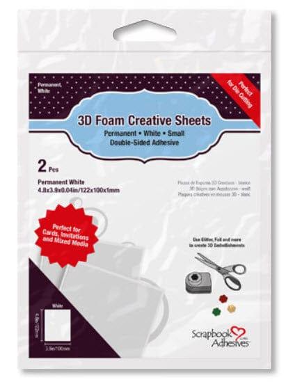 Foam Collection 3D White, Double-Sided, Self-Adhesive, Permanent 4 x 5 Foam Sheets - Pkg. of 2 - Scrapbook Supply Companies